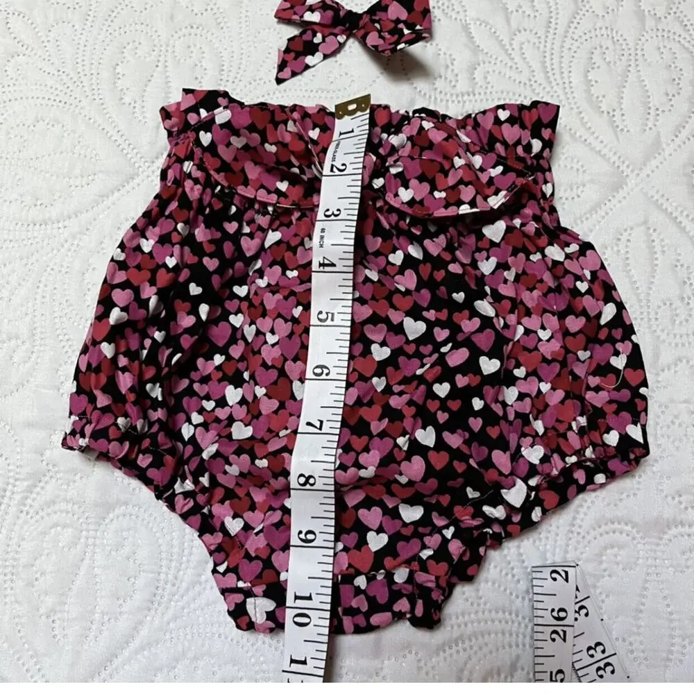 Small Shop Heart Print Bloomers And Bow
